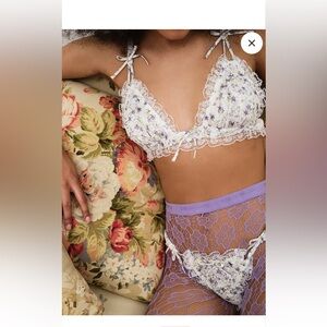 For love and lemons Lavender Fields Everyday Bralette and panty NWT